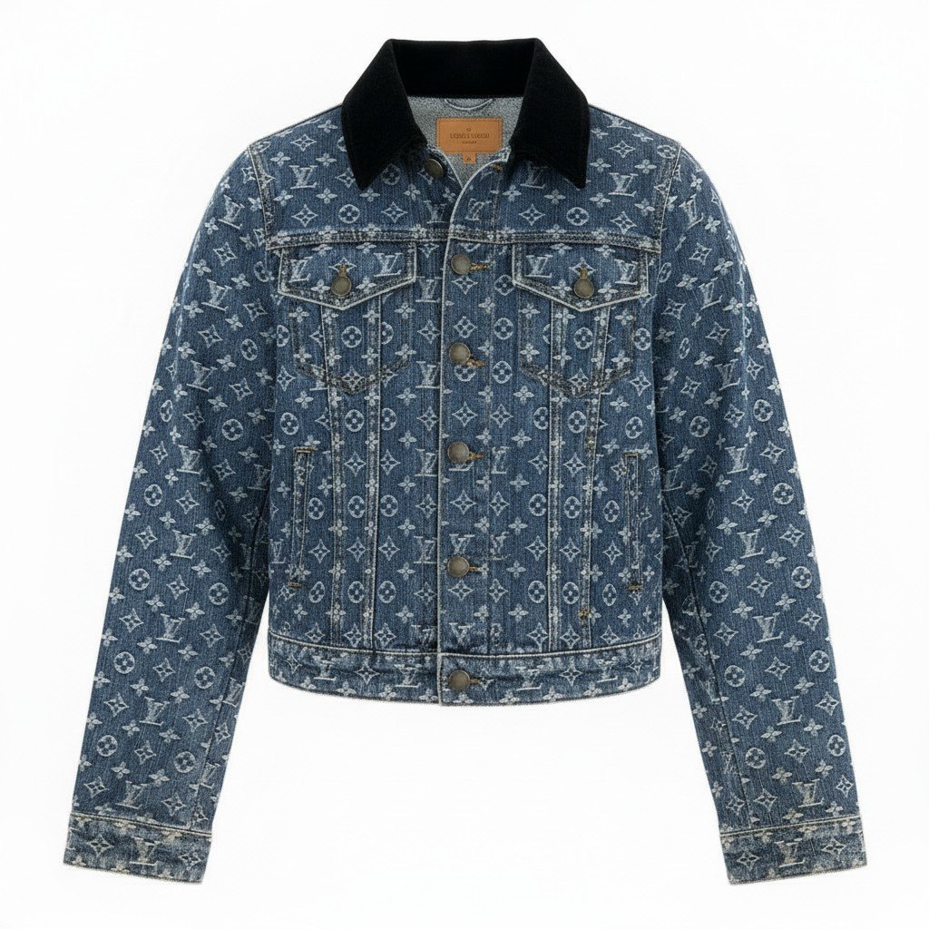 樂天商城 - LOUIS VUITTON ヴィンテージ ルイヴィトン モノグラムジャガード ダブルデニムジャケット サイズ38 インディゴ レディースta1 中古