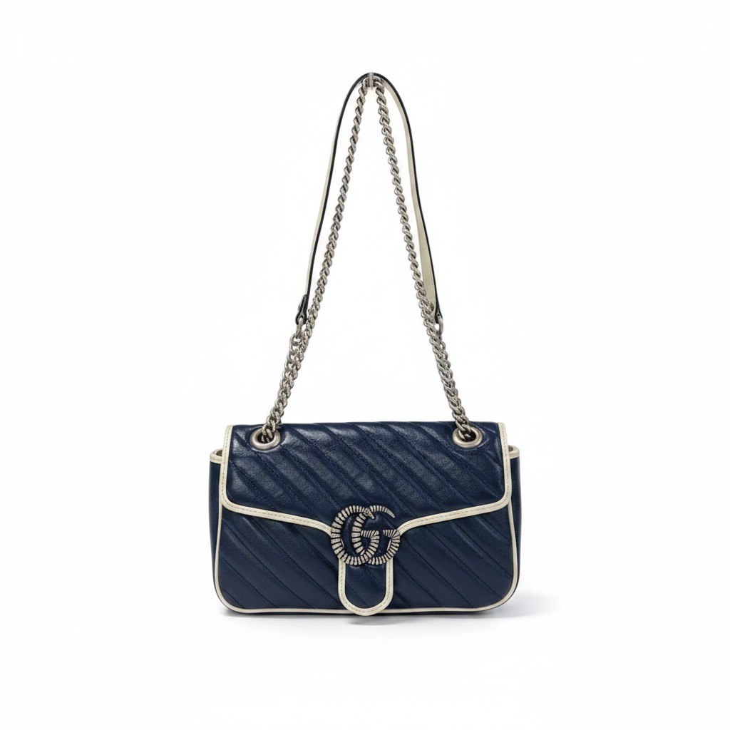 樂天商城 - 《極美品》 GUCCI グッチ GGマーモント チェーンショルダーバッグ Marmont Chain Shoulder Bag ブルーt18r 中古