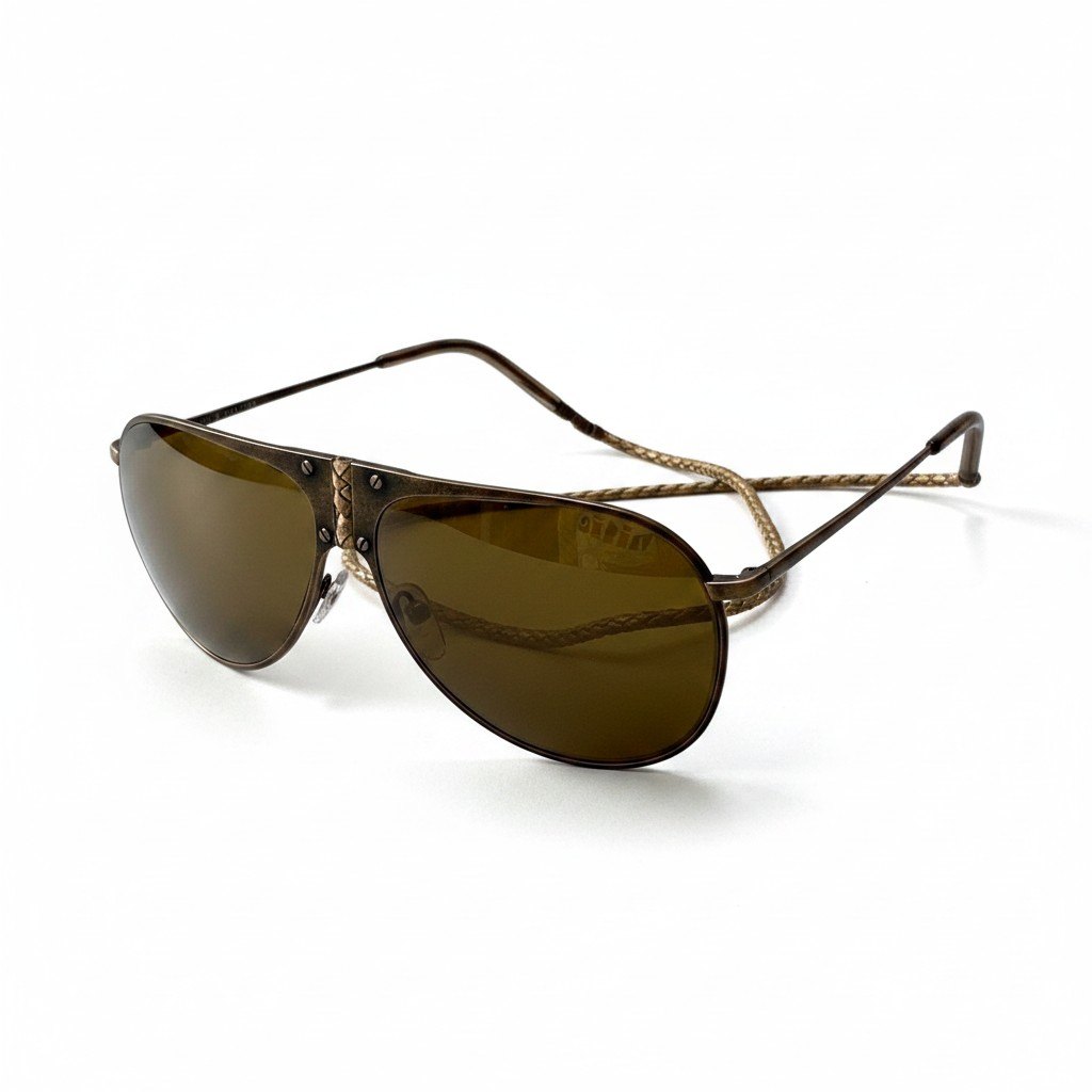 BOTTEGA BENNETA ボッテガヴェネタ BV61/S ヴィンテージ加工 アビエーター サングラス ゴールド系 イントレチャート ストラップ付ta1 中古
