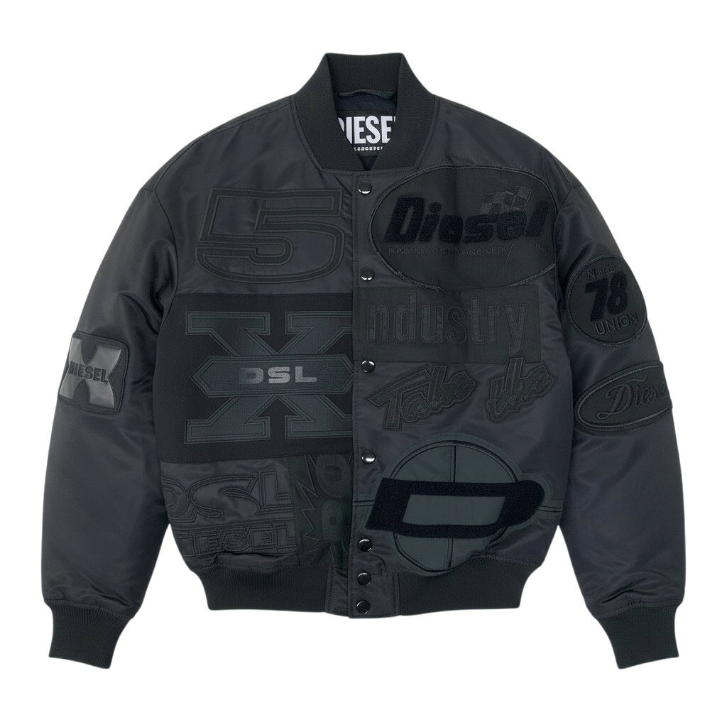 DIESEL ディーゼル J-BULC-PATCH JACKET ボンバージャケット スタジャン パッチワークデザイン A04982 サイズM ブラック メンズu02t 中古