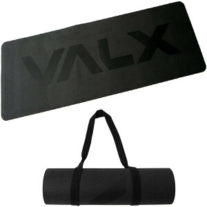 VALX トレーニングマット ヨガマット 6mm ストラップ付き TPEリング保護素材 耐久性 滑り止め付き 大きめサイズ エクササイズマット