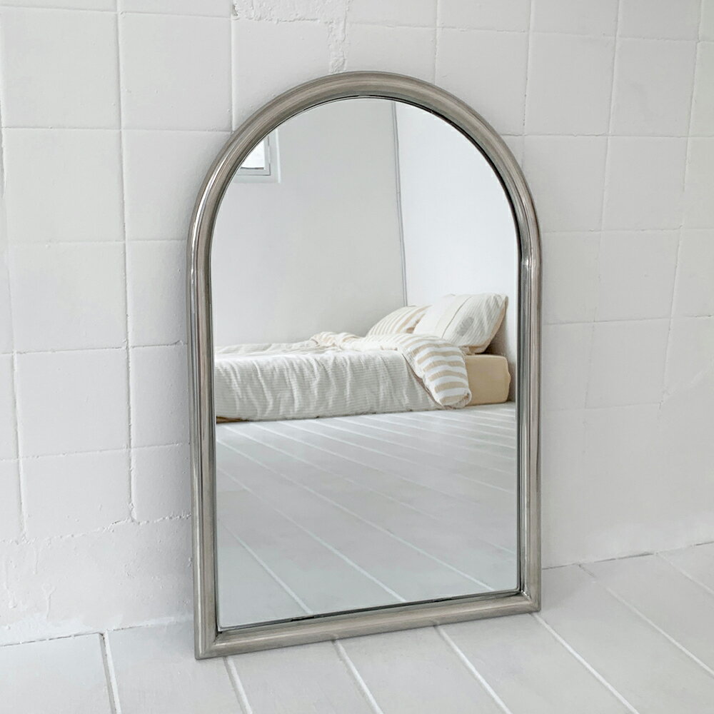 O'gre オグレドーナツシルバーアーチミラー 韓国インテリア ウォールミラー 鋼製 40cm 壁掛けミラー ミラー 鏡 壁掛け コンパクト こまど おしゃれ ドレッサー メイク鏡 トイレ 洗面所 玄関 一人暮らし 韓国インテリア