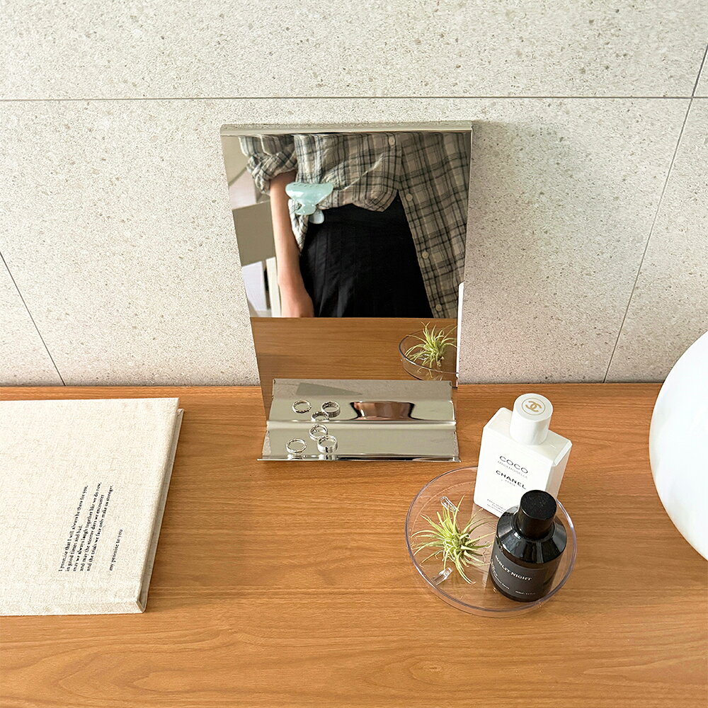 O'gre オグレ スライドハンギングミラー 韓国インテリア 鏡 壁掛け 卓上 ステンレス 20×7×30cm [3]