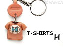 Tシャツ H (青) キーホルダー イニシャル【レザー 本革 VANCA バンカクラフト革物語 国産 ハンドメイド 贈り物 即納】