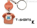 Tシャツ K (青) キーホルダー イニシャル【レザー 本革 VANCA バンカクラフト革物語 国産 ハンドメイド 贈り物 即納】