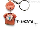 Tシャツ T (青) キーホルダー イニシャル【レザー 本革 VANCA バンカクラフト革物語 国産 ハンドメイド 贈り物 即納】