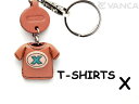 Tシャツ X (青) キーホルダー イニシャル【レザー 本革 VANCA バンカクラフト革物語 国産 ハンドメイド 贈り物 即納】