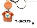 Tシャツ Y (青) キーホルダー イニシャル【レザー 本革 VANCA バンカクラフト革物語 国産 ハンドメイド 贈り物 即納】