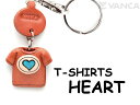 Tシャツ ハート (青) キーホルダー【レザー 本革 VANCA バンカクラフト革物語 国産 ハンドメイド 贈り物 即納】