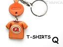 Tシャツ Q (赤) キーホルダー イニシャル【レザー 本革 VANCA バンカクラフト革物語 国産 ハンドメイド 贈り物 即納】
