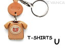 Tシャツ U (赤) キーホルダー イニシャル【レザー 本革 VANCA バンカクラフト革物語 国産 ハンドメイド 贈り物 即納】