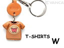 Tシャツ W (赤) キーホルダー イニシャル【レザー 本革 VANCA バンカクラフト革物語 国産 ハンドメイド 贈り物 即納】