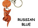 ロシアンブルー キーホルダー【レザー 本革 VANCA バンカクラフト革物語 国産 ハンドメイド 贈り物 即納】