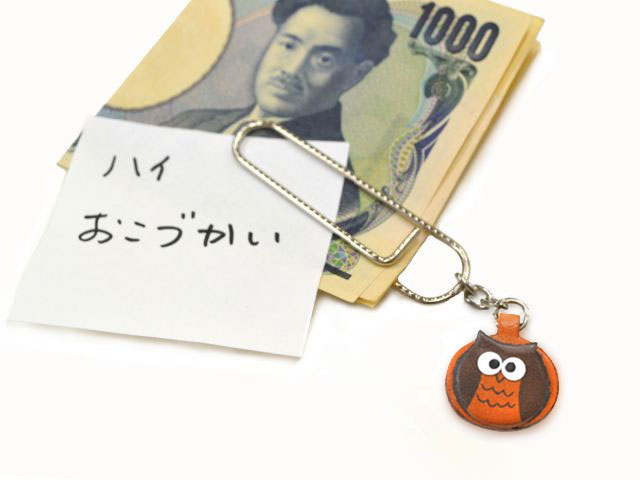 ふくろう チャームクリップ【レザー 本革 VANCA バンカクラフト革物語 国産 ハンドメイド 贈り物 即納】