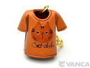 ねこ Tシャツ キーホルダー【レザー 本革 VANCA バンカクラフト革物語 国産 ハンドメイド 贈り物 即納】