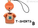 Tシャツ B (青) 携帯ストラップ【レザー 本革 VANCA バンカクラフト革物語 国産 ハンドメイド 贈り物 即納】