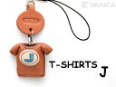 Tシャツ J (青) 携帯ストラップ【レザー 本革 VANCA バンカクラフト革物語 国産 ハンドメイド 贈り物 即納】