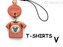 Tシャツ V (青) 携帯ストラップ【レザー 本革 VANCA バンカクラフト革物語 国産 ハンドメイド 贈り物 即納】