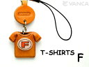 Tシャツ F (赤) 携帯ストラップ【レザー 本革 VANCA バンカクラフト革物語 国産 ハンドメイド 贈り物 即納】