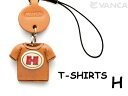 Tシャツ H (赤) 携帯ストラップ【レザー 本革 VANCA バンカクラフト革物語 国産 ハンドメイド 贈り物 即納】