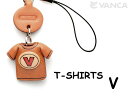 Tシャツ V (赤) 携帯ストラップ【レザー 本革 VANCA バンカクラフト革物語 国産 ハンドメイド 贈り物 即納】