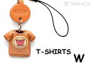 Tシャツ W (赤) 携帯ストラップ【レザー 本革 VANCA バンカクラフト革物語 国産 ハンドメイド 贈り物 即納】