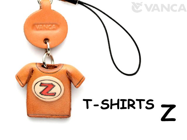 Tシャツ Z （赤） 携帯ストラップ【レザー 本革 VANCA バンカクラフト革物語 国産 ハンドメイド 贈り物 即納】