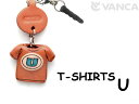 Tシャツ U (青) イヤホンジャックアクセサリー【レザー 本革 VANCA バンカクラフト革物語 国産 ハンドメイド 贈り物 即納】