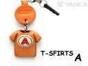 Tシャツ A (赤) イヤホンジャックアクセサリー【レザー 本革 VANCA バンカクラフト革物語 国産 ハンドメイド 贈り物 即納】