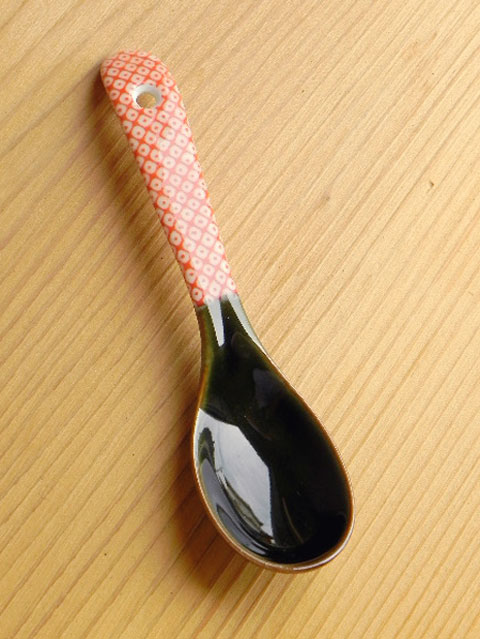 Rakuten - レトロモダンカトラリー　鹿の子(赤）　磁器製レンゲ　 カフェ食器/業務用