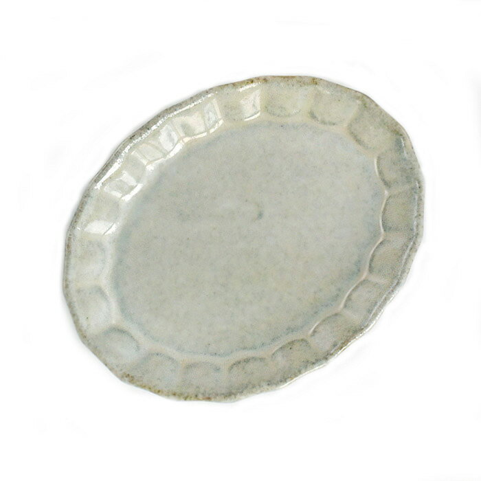 プリーツ 楕円小皿：ベージュTOJIKITONYA/