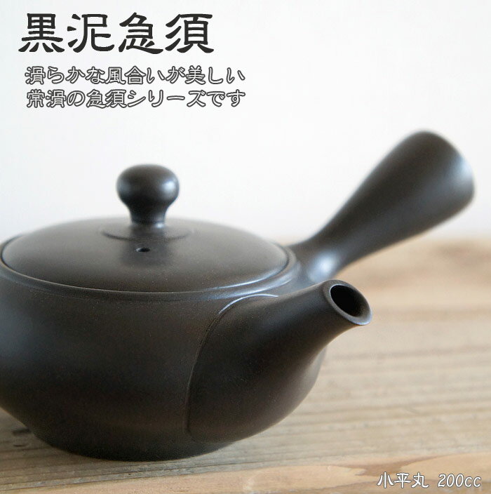 常滑焼 黒泥急須 平丸【送料込み】