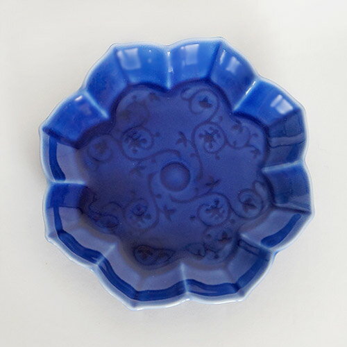 細工小皿 八稜鏡3寸皿：青TOJIKITONYA/小皿/豆皿