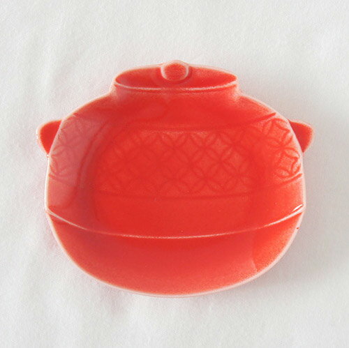 Rakuten - 細工小皿 茶釜3寸皿：赤TOJIKITONYA/小皿/豆皿