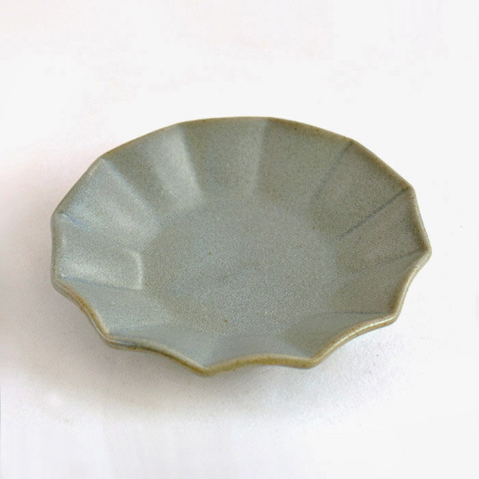 プリーツ 丸小皿：グレーTOJIKITONYA/