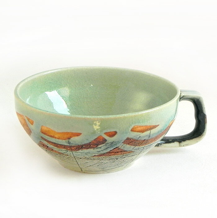 TOJIKITONYA　アーティスト　スープカップ：グリーンカフェ/シリーズ/ハンドメイド