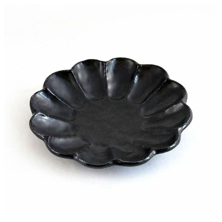 乐天商城 - KIKKA　リンカ　黒練　14プレート小皿/カネコ小兵/和食器//TOJIKITONYA/菊花/輪花