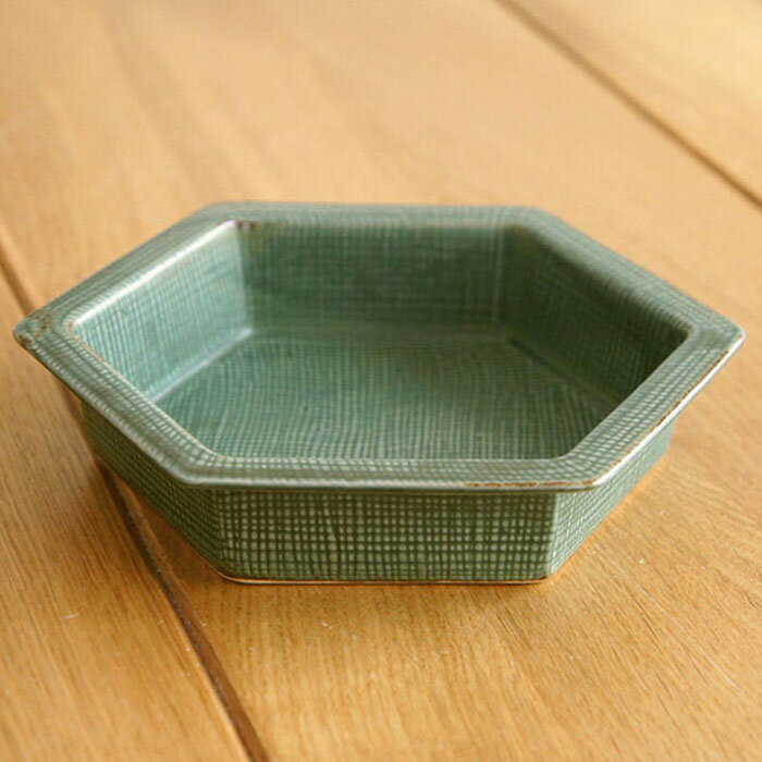 和三盆　六角鉢大：緑菓子皿/TOJIKI TONYA/