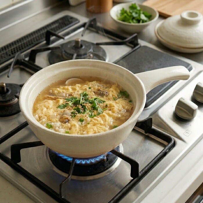 乐天商城 - 耐熱手付き雑炊鍋・白　一人用直火/TOJIKI TONYA/片手鍋/鍋焼きうどん/ラーメン/