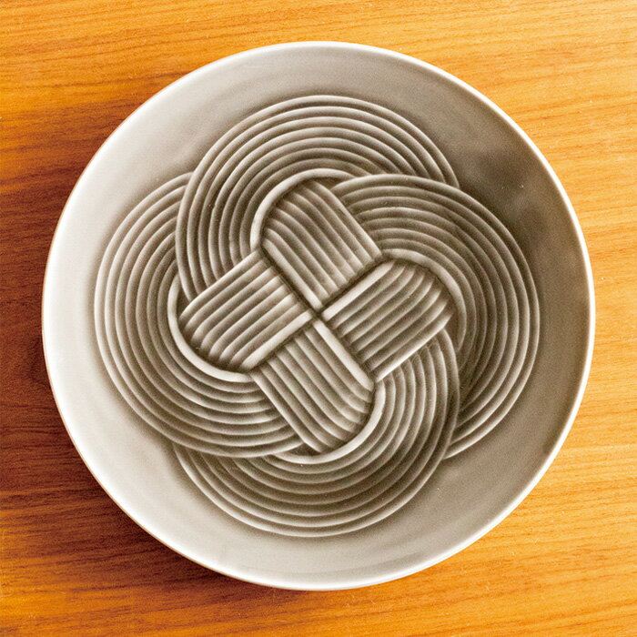 結び 大皿：グレー TOJIKI TONYA縁起/和皿/