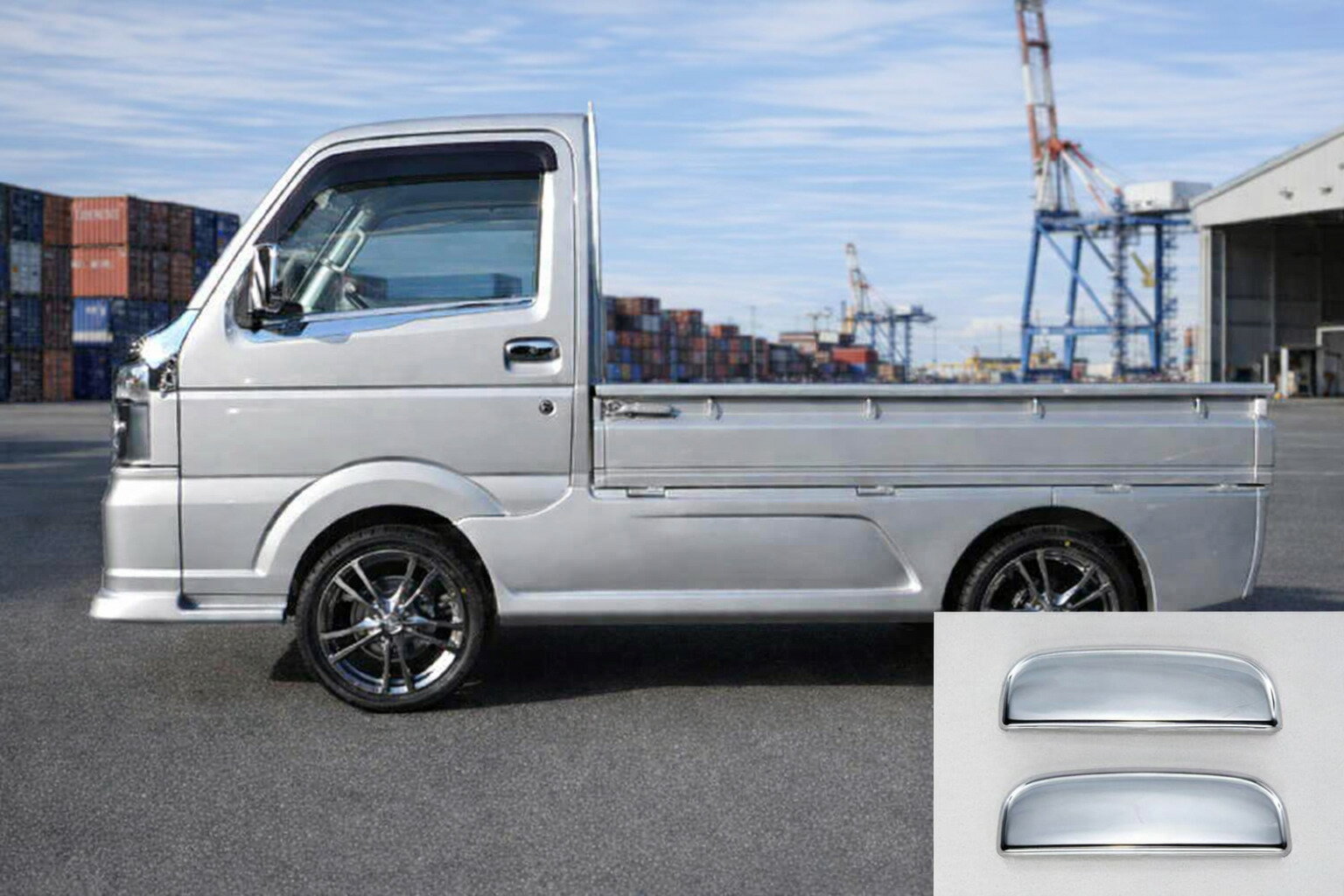 軽トラ スズキ NEWキャリイ/旧キャリイ (キャリー)/スーパーキャリイ 日産 NT100クリッパー 三菱 ミニキャブ 共通 ドアキーメッキカバー（R＆L） カスタム パーツ