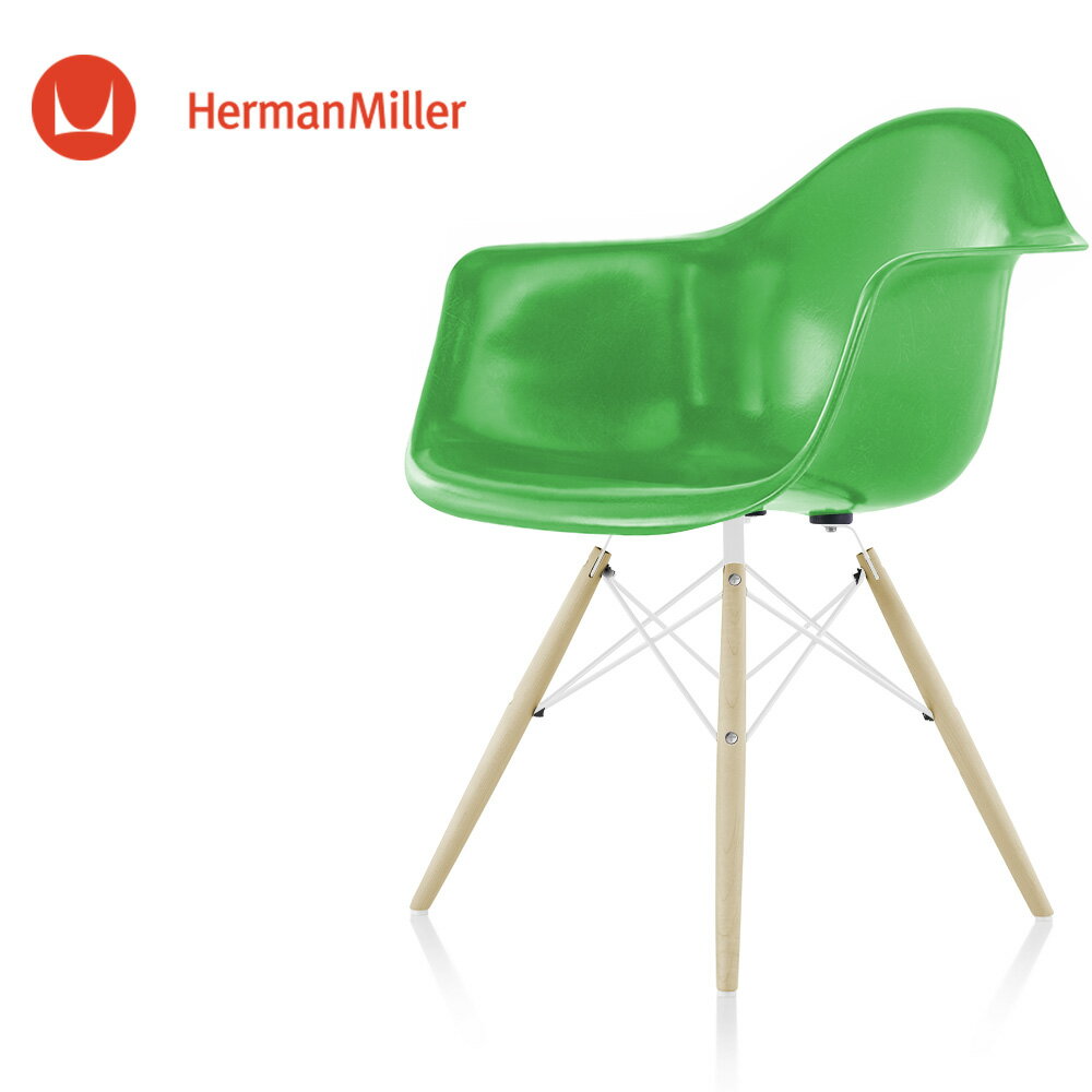 イームズ ファイバーグラスアームシェルチェア DFAW グリーン ホワイトベース ホワイトアッシュ［DFAW. 91 A2 116 E8］【Herman Miller ハーマンミラー 正規品】