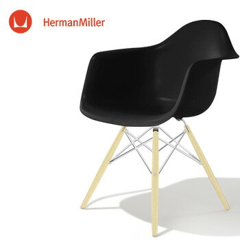 イームズ アームシェルチェア DAW ブラック クロームベース ホワイトアッシュ［DAW. 47 A2 ZA E8］【Herman Miller ハーマンミラー 正規品】