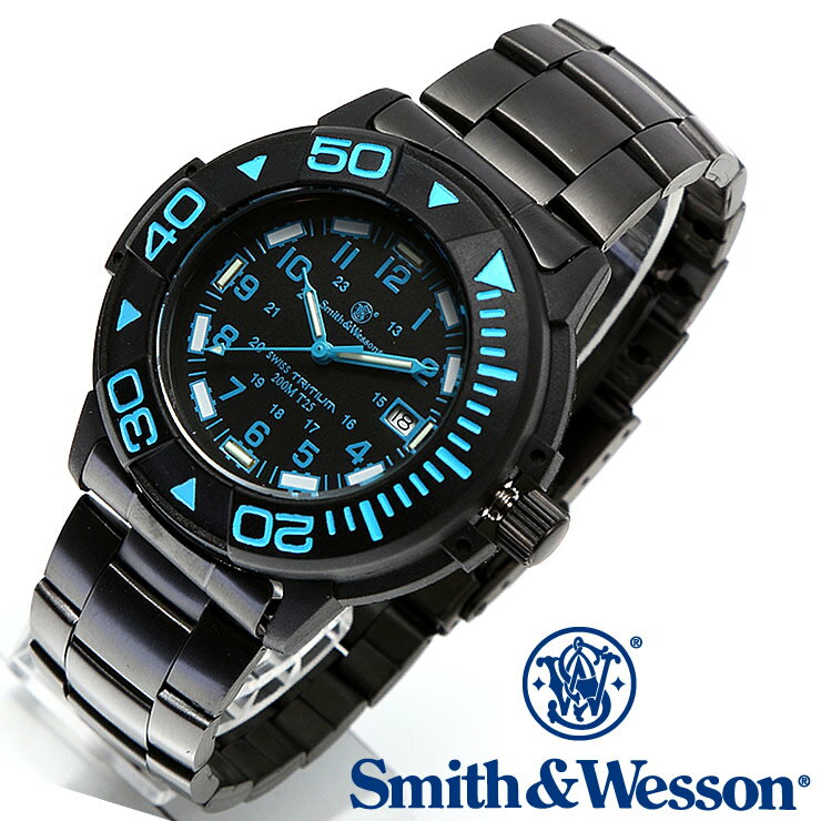 [正規品] スミス＆ウェッソン Smith & Wesson スイス トリチウム ミリタリー腕時計 SWISS TRITIUM DIVER WATCH BLACK/BLUE SWW-900-BLU [あす楽] [送料無料] [雑誌掲載ブランド]