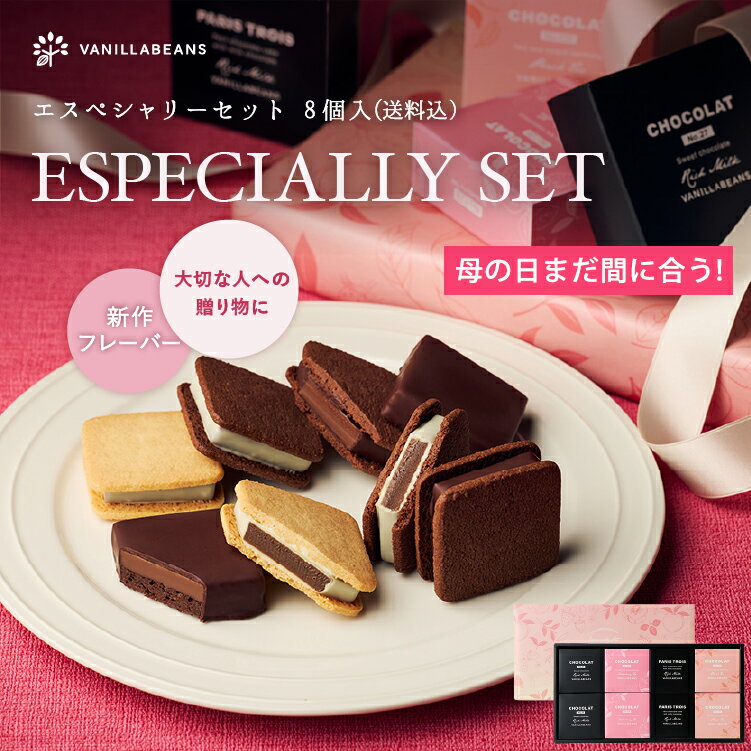 エスペシャリーセット8個入（送料込） 5/18着迄 チョコレート 横浜 バニラビーンズ チョコサンド チョコ 洋菓子 お菓子 高級 チョコレートギフト ギフト おしゃれ 個包装 詰め合わせ お取り寄せ スイーツ プレゼント プチギフト 2026 母の日