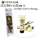 ポイントUP!マダガスカル産 バニラビーンズ 【16~18cm】 4本+加熱・非加熱用 ペースト50G セット オーガニックECOCERT A グレード ブラッ...