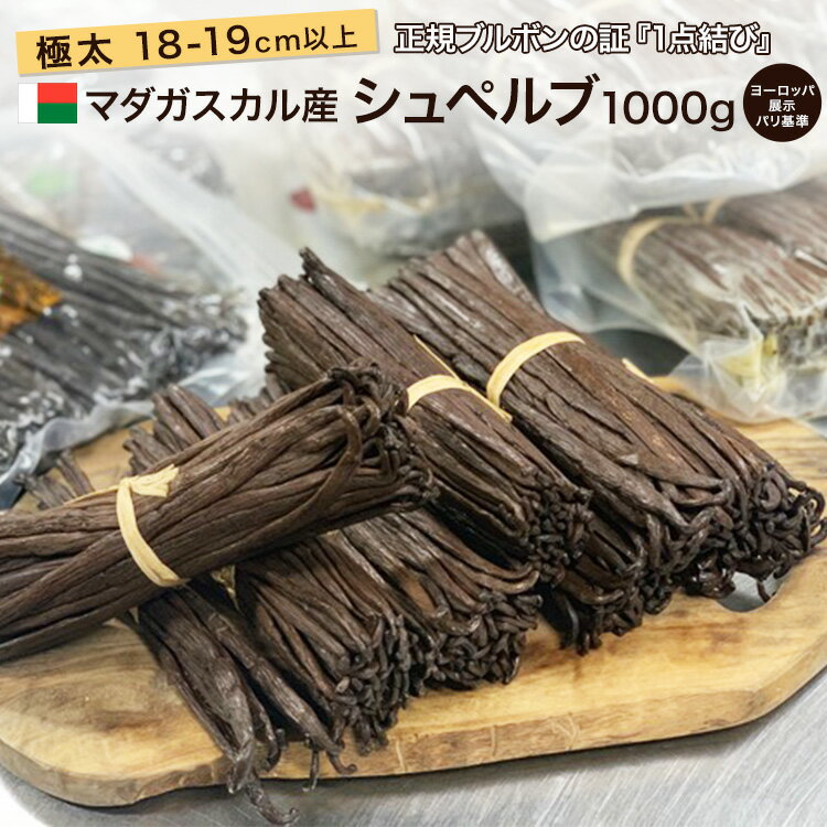 【 春のお菓子作り応援! ポイント2倍!! 】マダガスカル産 バニラビーンズ 【極太 極長約18cm】 【1000g】 ヨーロッパブース展示用 シュペルブ 超希少品 GourmetBlackマダガスカル オーガニックECOCERT グルメ Aグレード ブルボン エッセンス