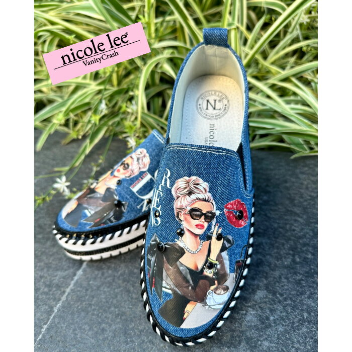 樂天商城 - nicolelee ニコールリー DNM23031 LADY IN BLACK スリッポンデニムスニーカー スリッポン スニーカー デニム 鞄 大容量 高見え ヴィーガンレザー デザインバッグ 個性的 アメリカブランド 20代 30代 40代 50代 60代
