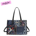 nicolelee ニコールリー JS17035 BOSQUE DE AMOR トートバッグ ショルダーバッグ デニムバッグ 軽量 バッグ レディース バッグ 鞄 大容量 高見え ヴィーガンレザー デザインバッグ 個性的 アメリカブランド 20代 30代 40代 50代 60代|詳細画像