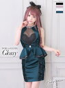 【SALE】 Glossy ROBE de FLEURS ローブドフルールグロッシー ターコイズ Satin collar lacy dress gl2345-...